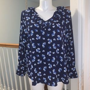 NWT Michael Kors Long Sleeve Floral Blouse SZ 1X